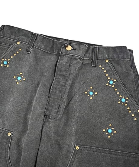 Carhartt Studded Duck Double Knee Carpenter Pants Fade Black made in USA