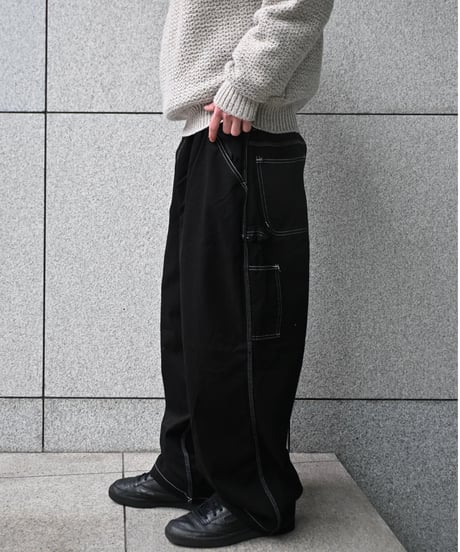 Deadstock Universal Overall Customized Double Front Big Painter Pants Dyed Black