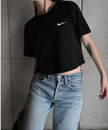 Remake Nike Cropped T-Shirt Black Made in USA -5