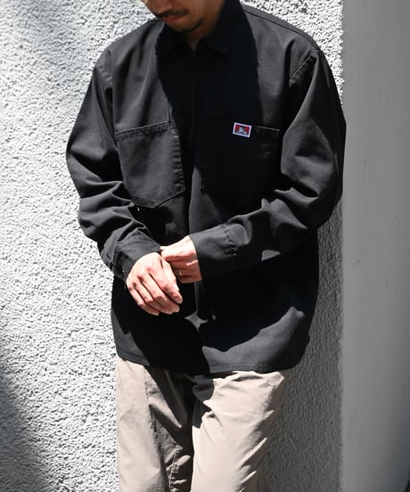 Ben Davis Half Zip Long Sleeve Work Shirt-6