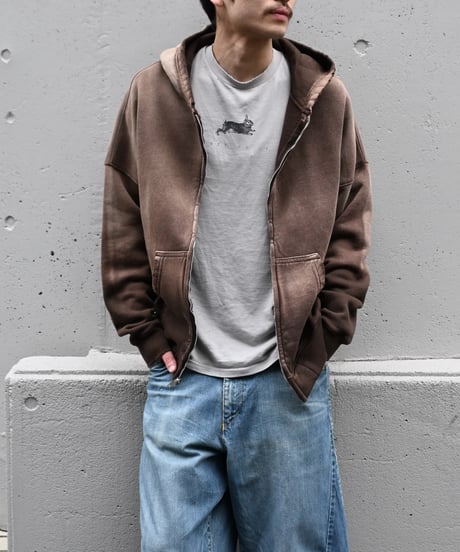 MOOJI MOOJI US Oversize Zip Up Hoodie Aged Brown