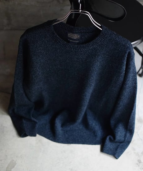Pendleton Shetland Washable Wool Crewneck Knit Sweater Indigo Heather