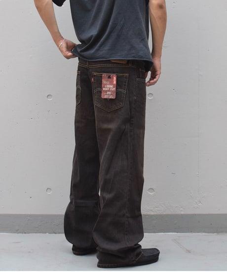 Deadstock Levi's 567 Denim Pants Loose Boot Cut Reactive Dye Brown