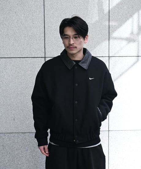 Nike Solo Swoosh Wool Varsity Jacket Black