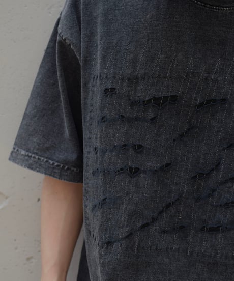 Los Angeles Apparel Mineral Wash Damaged S/S Tee Black