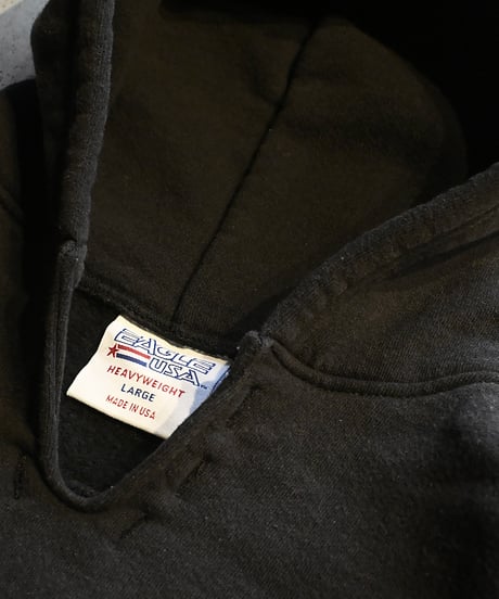 Deadstock Eagle USA Blank Sweat Hoodie Fade Black made in USA