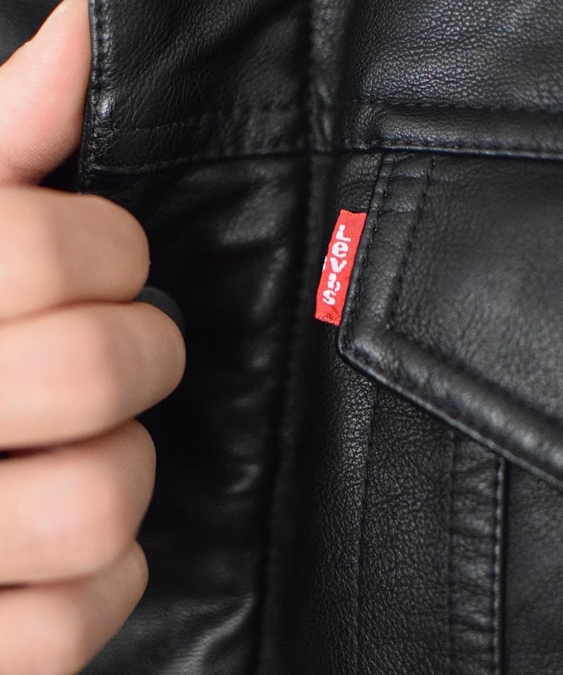 Levi's Faux Leather Trucker Jacket Black | COUNTER