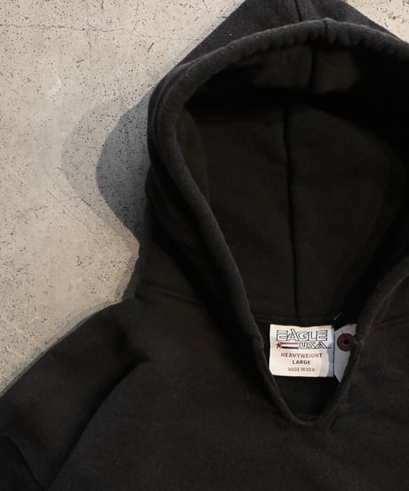 Deadstock Eagle USA Blank Sweat Hoodie Fade Black made in USA