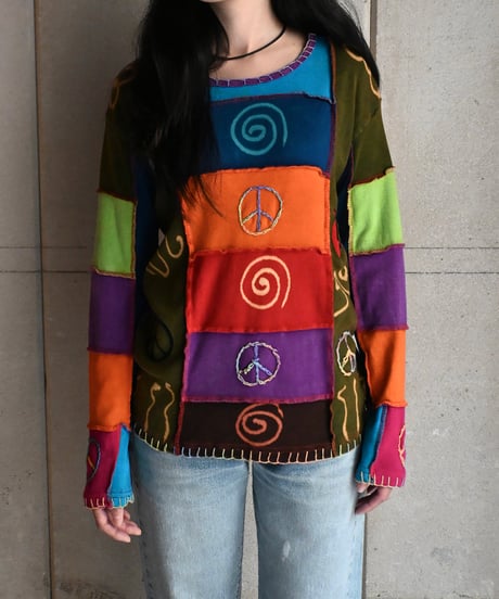 Nepal Patchwork Long Sleeve T-Shirt -5