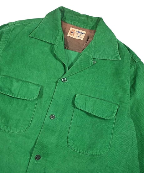 50s Used Towncraft Corduroy Open Collar Shirt
