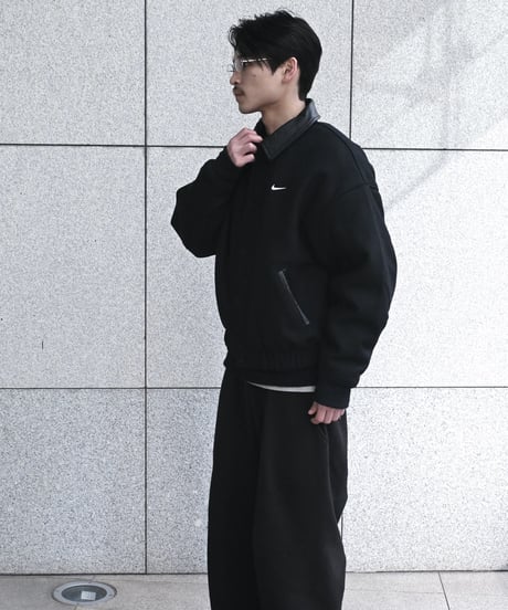 Nike Solo Swoosh Wool Varsity Jacket Black