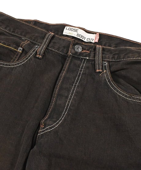 Deadstock Levi's 567 Denim Pants Loose Boot Cut Reactive Dye Brown
