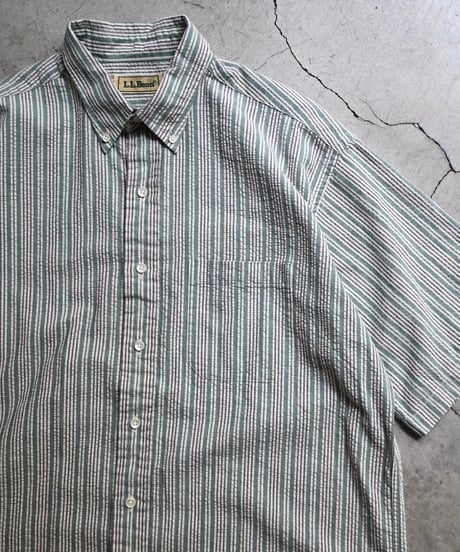 Used L.L.Bean S/S Seersucker Stripe Shirt -8