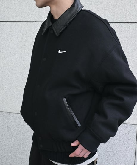 Nike Solo Swoosh Wool Varsity Jacket Black