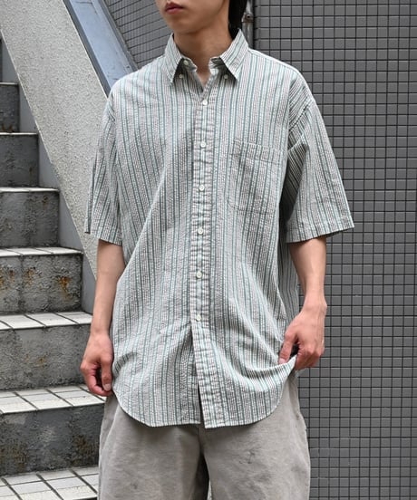 Used L.L.Bean S/S Seersucker Stripe Shirt -8