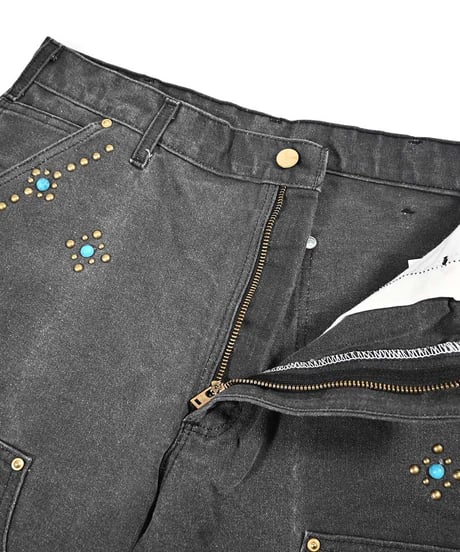 Carhartt Studded Duck Double Knee Carpenter Pants Fade Black made in USA