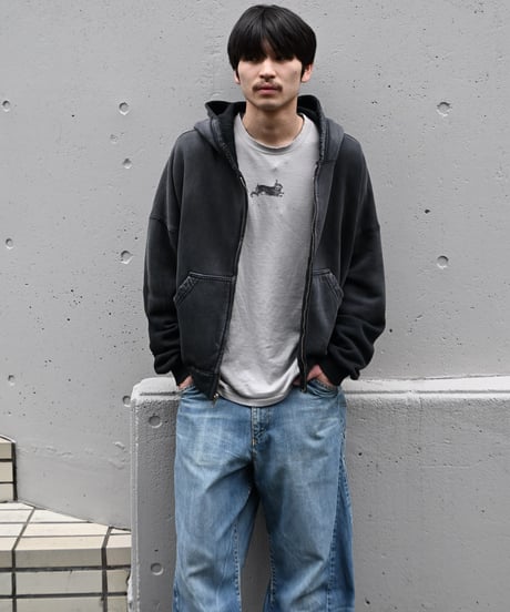 MOOJI MOOJI US Oversize Zip Up Hoodie Aged Black