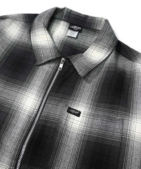 Caltop Zip Up Ombre Check Shirt Black/Ivory