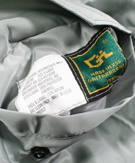 Deadstock GREENBRIER MA-1 Flight Jacket Sage EMAR Zip