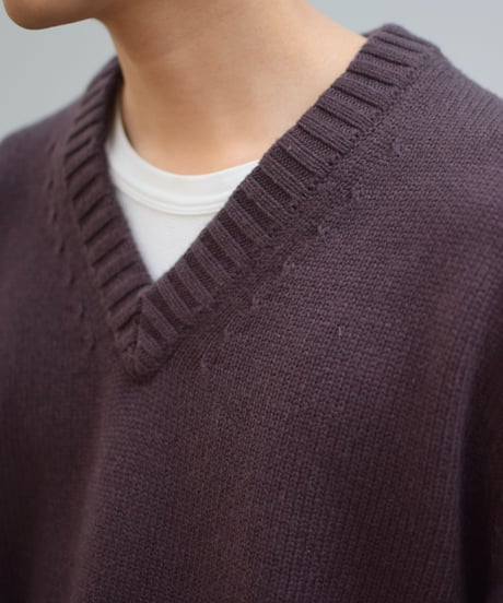 Calvin Klein V-Neck Knit Sweater Brown