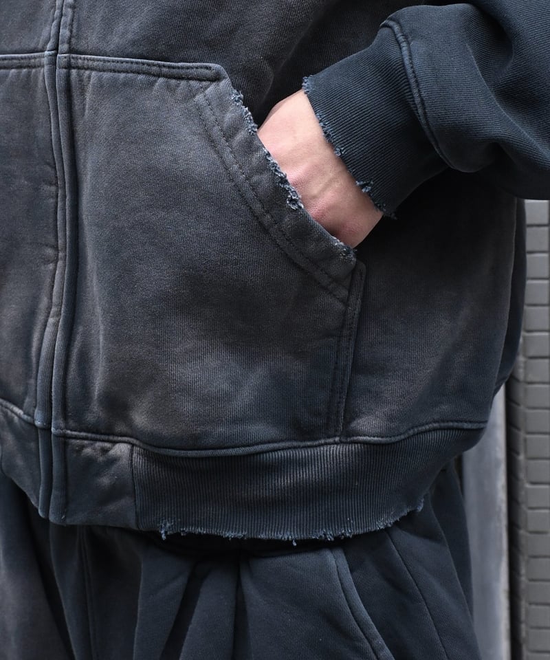 MOOJI MOOJI US Oversize Zip Up Hoodie Aged Blac