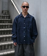 Deadstock Goouch Customize Long Sleeve Linen Shirt Navy Over Dye