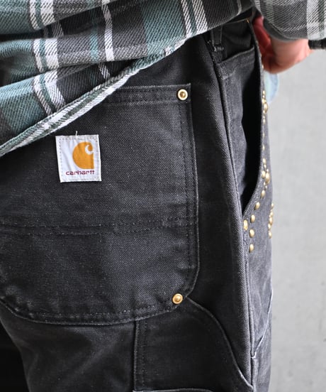 Carhartt Studded Duck Double Knee Carpenter Pants Fade Black made in USA