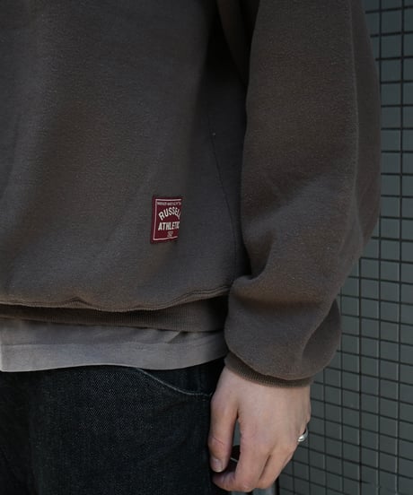 Russell Athletic Half-Zip Sweat Shirt Brown Made in USA  -1