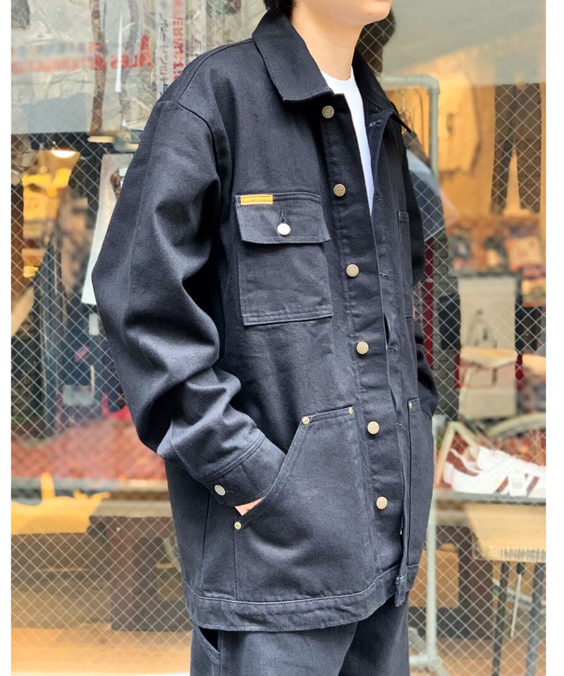 ジャケット・アウター PRISON BLUES DENIM YARD COAT BLACK Yard Coat Rinsed Black Lined