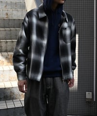 Caltop Zip Up Ombre Check Shirt Black/Ivory