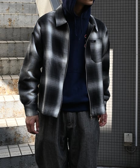 Caltop Zip Up Ombre Check Shirt Black/Ivory