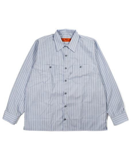 Red Kap Customize L/S Work Shirt Light Blue/Navy Stripe