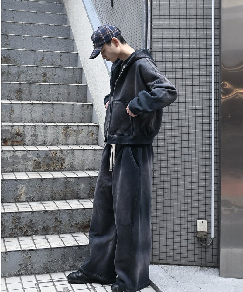 MOOJI MOOJI US Oversize Zip Up Hoodie Aged Blac