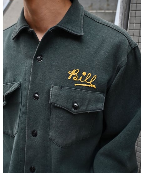 60-70s Used Setlow Whipcord Work Shirt -1