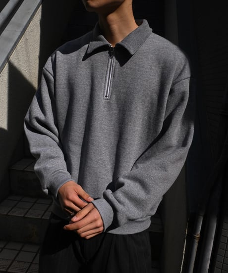 Los Angeles Apparel Half Zip Collared Pullover Heather Grey