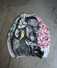 80s Deadstock Raglan Sleeve Sweat Shirt "Malcolm X"