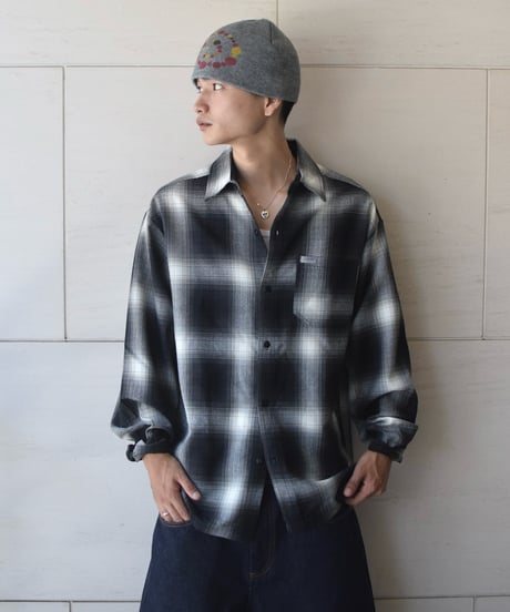 Caltop Ombre Check Shirt Black/Ivory