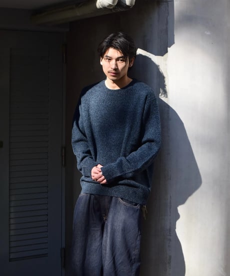 Pendleton Shetland Washable Wool Crewneck Knit Sweater Indigo Heather