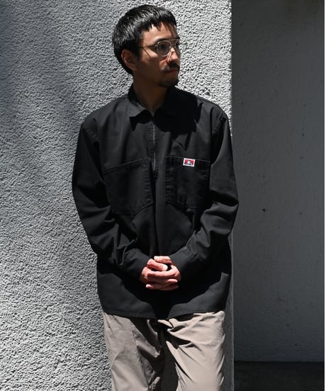 Ben Davis Half Zip Long Sleeve Work Shirt-6