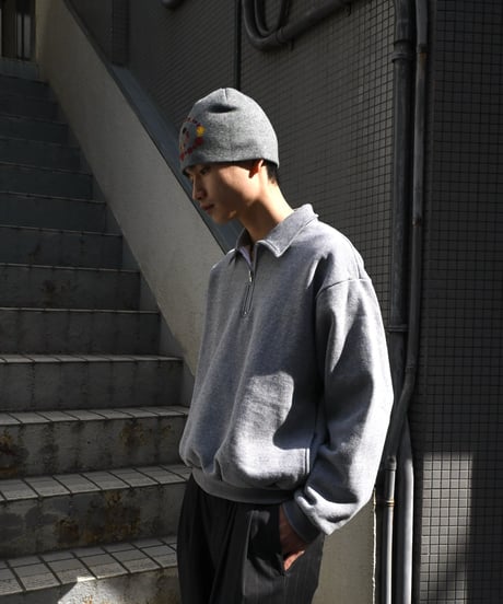 Los Angeles Apparel Half Zip Collared Pullover Heather Grey
