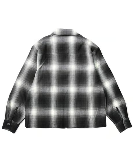 Caltop Zip Up Ombre Check Shirt Black/Ivory