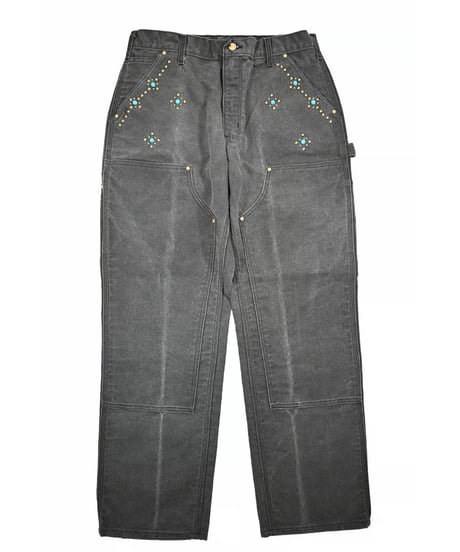 Carhartt Studded Duck Double Knee Carpenter Pants Fade Black made in USA