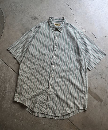 Used L.L.Bean S/S Seersucker Stripe Shirt -8