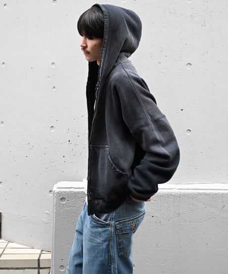 MOOJI MOOJI US Oversize Zip Up Hoodie Aged Black