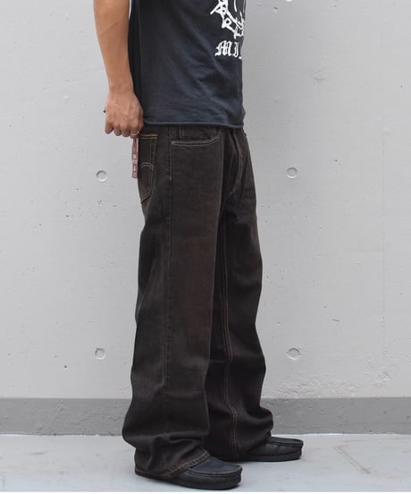 Deadstock Levi's 567 Denim Pants Loose Boot Cut Reactive Dye Brown