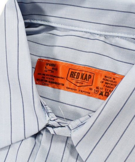 Red Kap Customize L/S Work Shirt Light Blue/Navy Stripe