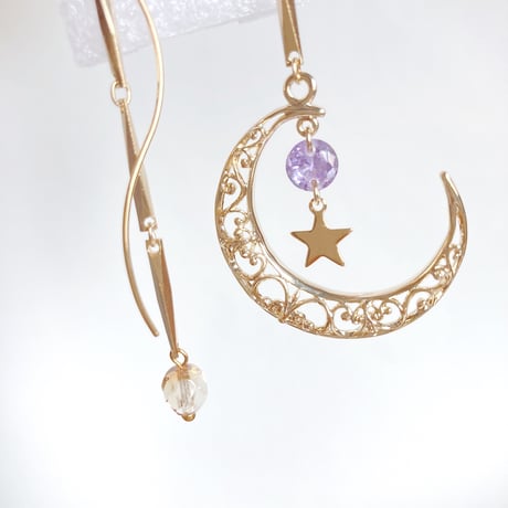 星のカケラ 月のしずく★アシンメトリーピアス☽