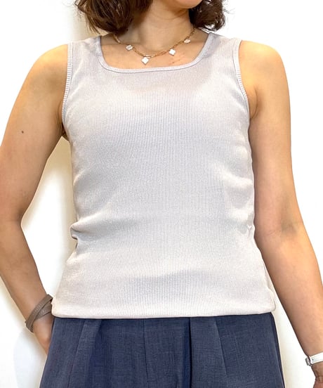 【ATELIER  SIX／アトリエシックス】MIXラメテレコスクエアタンクトップ