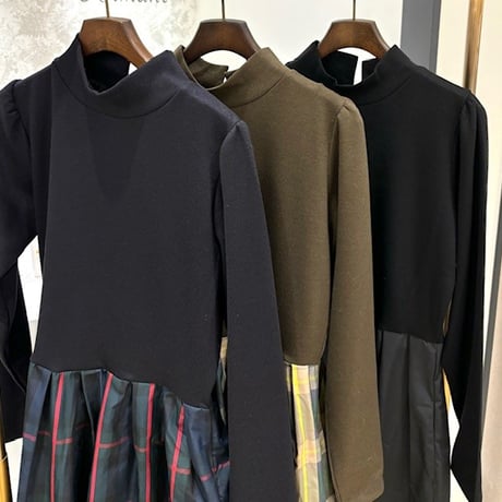 【Mylanka／ミランカ】ドッキングタフタワンピース