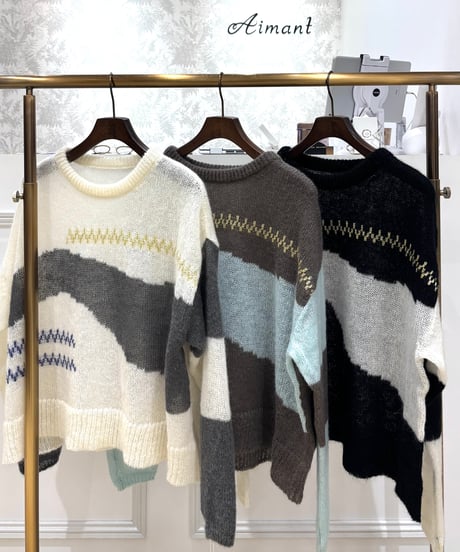 【C’est moijeu／セモワージュ】バイカラーラメ刺繍プルオーバー
